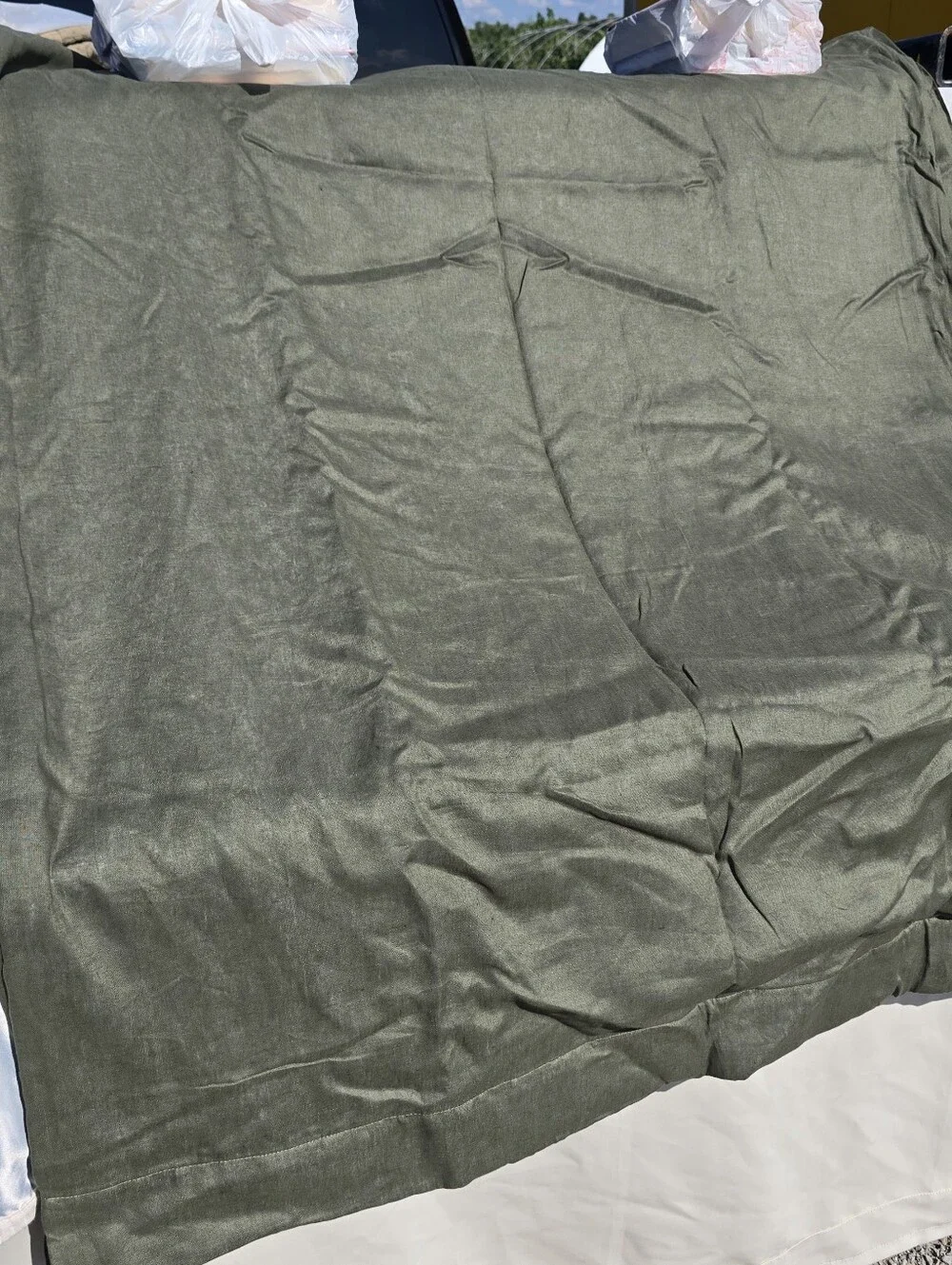 Quince 96x108 European Linen Room Darkening Curtain Panel Hunter Green 96
